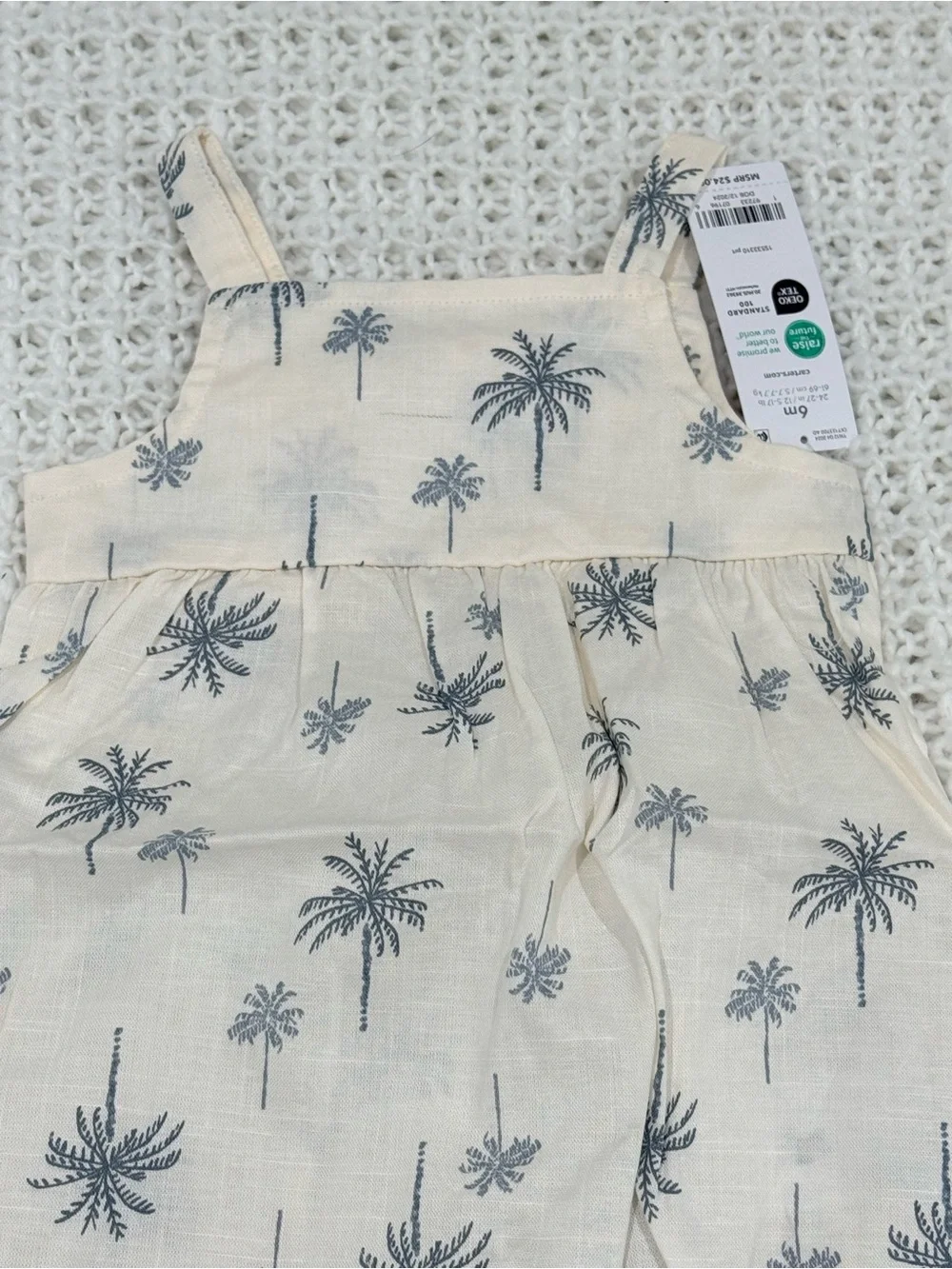 Carter’s Baby Girl Palm Tree Cotton Romper - Ivory size 6 months